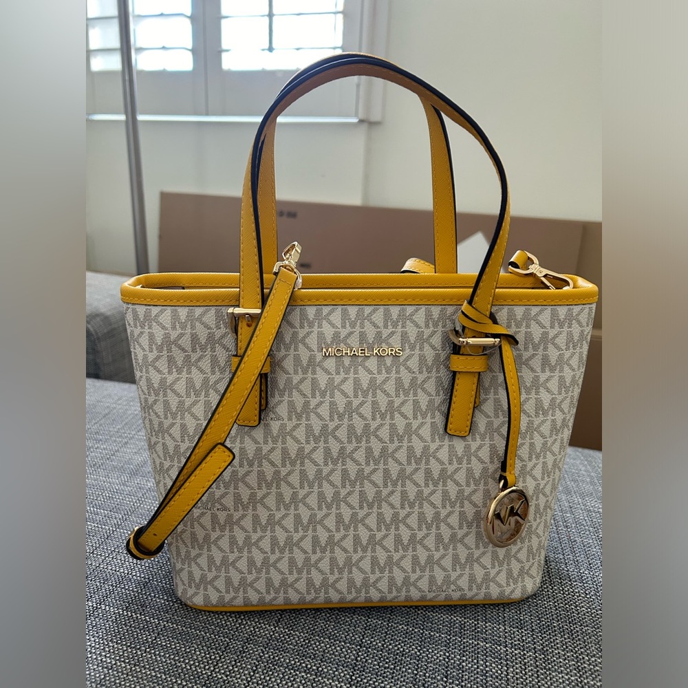 Jet Set Travel Extra-Small Logo Top-Zip Tote Bag yellow